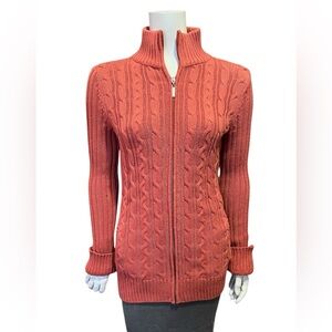 LiIZ CLAIBORNE Zip Up Cable Knit Sweater Size Large